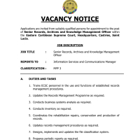 Eastern Caribbean Supreme Court  - Senior Records & Archives Manager
